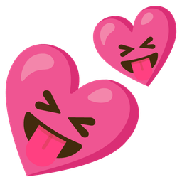squinting face with tongue and two hearts