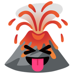 squinting face with tongue and volcano