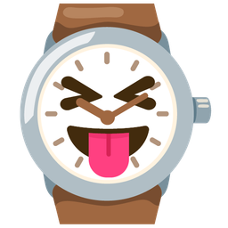 squinting face with tongue and watch