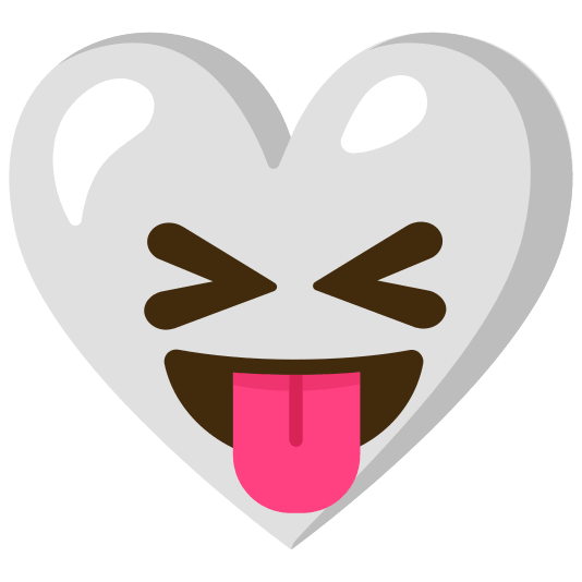 Squinting face with tongue and White heart