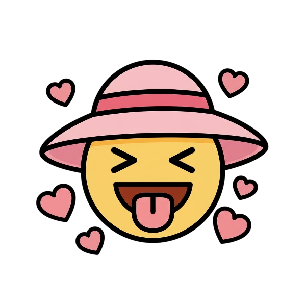 Squinting face with tongue and Woman’s hat