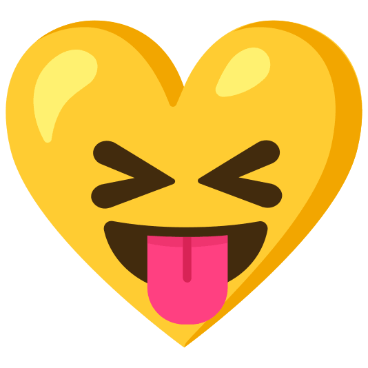 Squinting face with tongue and Yellow heart