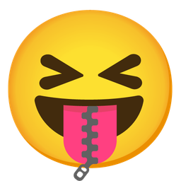 squinting face with tongue and zipper-mouth face