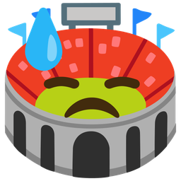 Stadium and Downcast face with sweat