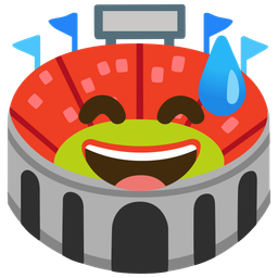 Stadium and Grinning face with sweat