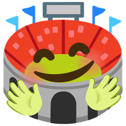 Stadium and Smiling face with open hands