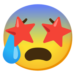 star-struck and anxious face with sweat