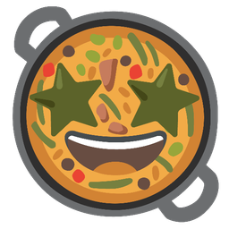 star-struck and shallow pan of food