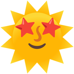 star-struck and sun with face