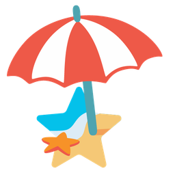 star and beach with umbrella