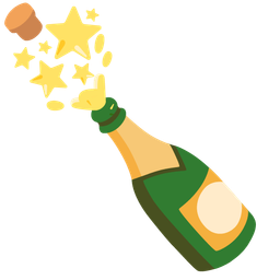 star and bottle with popping cork