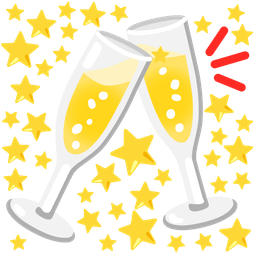 star and clinking glasses