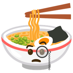 Steaming bowl and Face with monocle