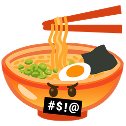 Steaming bowl and Face with symbols on mouth