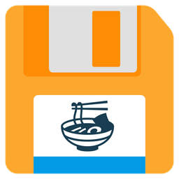 Steaming bowl and Floppy disk