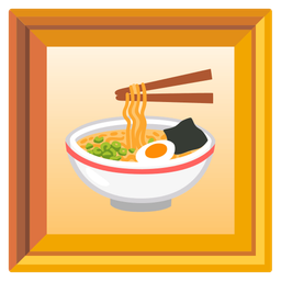 Steaming bowl and Framed picture