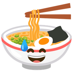 Steaming bowl and Grinning face with sweat
