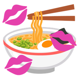 Steaming bowl and Kiss mark