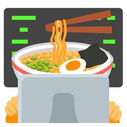 Steaming bowl and Laptop