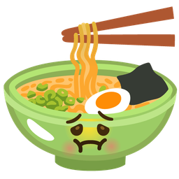 Steaming bowl and Nauseated face