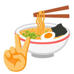 Steaming bowl and Peace symbol