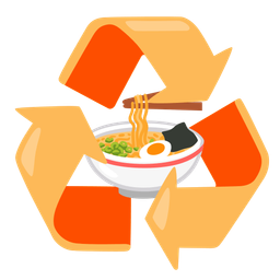 Steaming bowl and Recycling symbol
