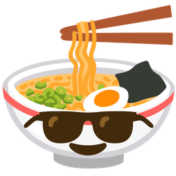 Steaming bowl and Smiling face with sunglasses