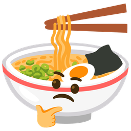 Steaming bowl and Thinking face