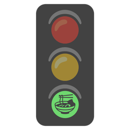 Steaming bowl and Vertical traffic light