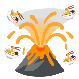 Steaming bowl and Volcano