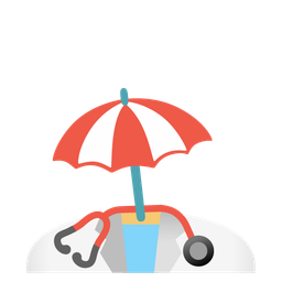 stethoscope and beach with umbrella