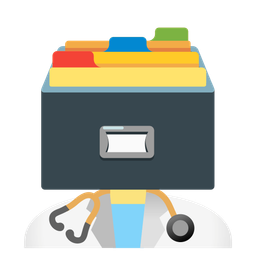 stethoscope and card file box