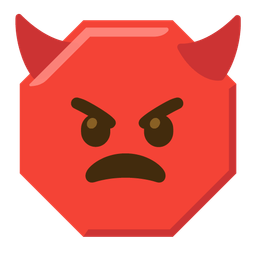 stop sign and angry face with horns
