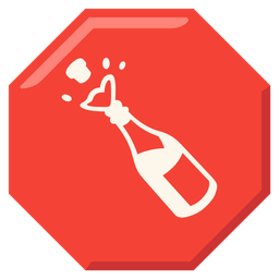 stop sign and bottle with popping cork