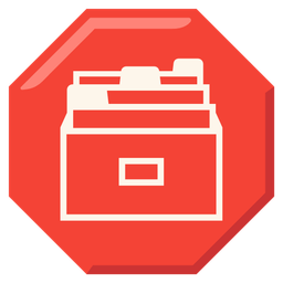 stop sign and card file box