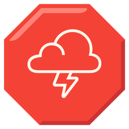 stop sign and cloud with lightning