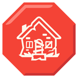 stop sign and derelict house