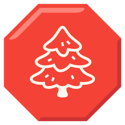 stop sign and evergreen tree
