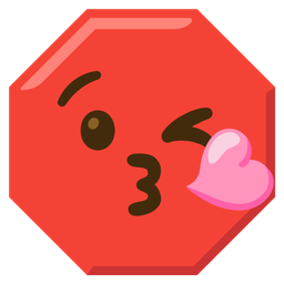 Stop sign and Face blowing a kiss