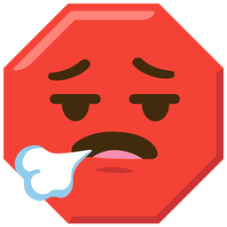 stop sign and face exhaling