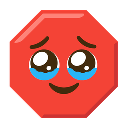 stop sign and face holding back tears