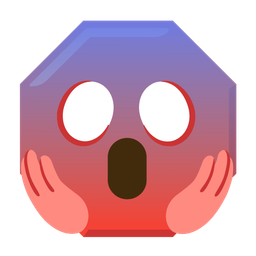 stop sign and face screaming in fear