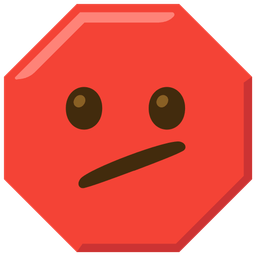stop sign and face with diagonal mouth