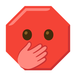 stop sign and face with open eyes and hand over mouth