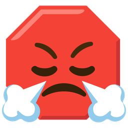 stop sign and face with steam from nose