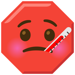 stop sign and face with thermometer