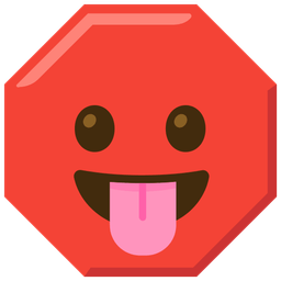 Stop sign and Face with tongue