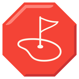 stop sign and flag in hole