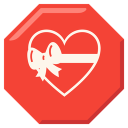stop sign and heart with ribbon