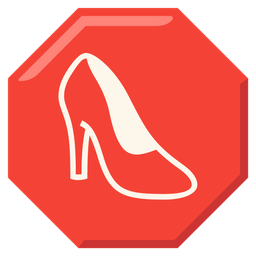 stop sign and high-heeled shoe